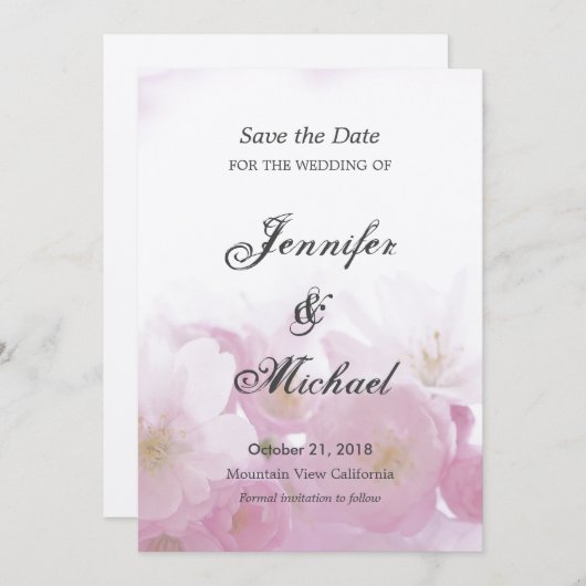 Sla de datum bruiloft bloemen unieke klassiek save the date (Voorkant / Achterkant)