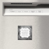 Sla de datum bruiloft  bloemtextuur grijs op magneet (Insitu (Vaatwasser))