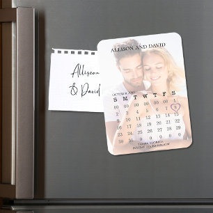 Sla de datum bruiloft foto kalender eenvoudig magneet
