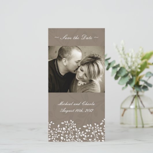 Sla de datum bruiloft fotokaart (4x8) save the date (Staand voorkant)