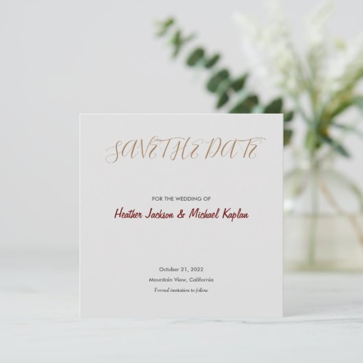 Sla de datum Bruiloft Grijs Professioneel Klassiek Save The Date (Staand voorkant)