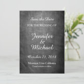 Sla de datum Bruiloft Grijs  Retro Save The Date (Staand voorkant)
