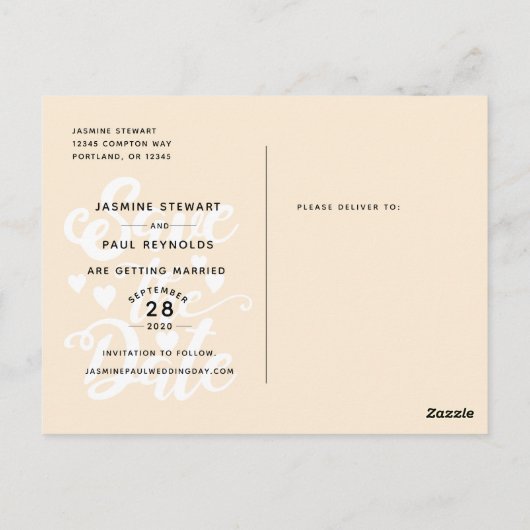 Sla de datum bruiloft handgeschreven script foto briefkaart (Achterkant)