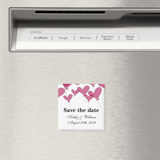 Sla de datum bruiloft magneet | Rode hartballonnen (Insitu (Vaatwasser))