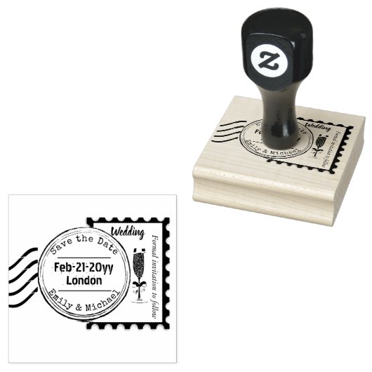 Sla de Datum Bruiloft Rubber Stamp Verzendstijl op Rubberstempel (Gestempeld)