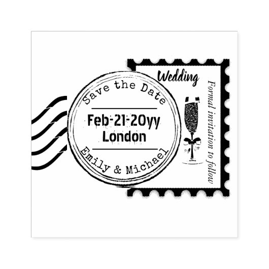 Sla de Datum Bruiloft Rubber Stamp Verzendstijl op Rubberstempel (Afrduk)