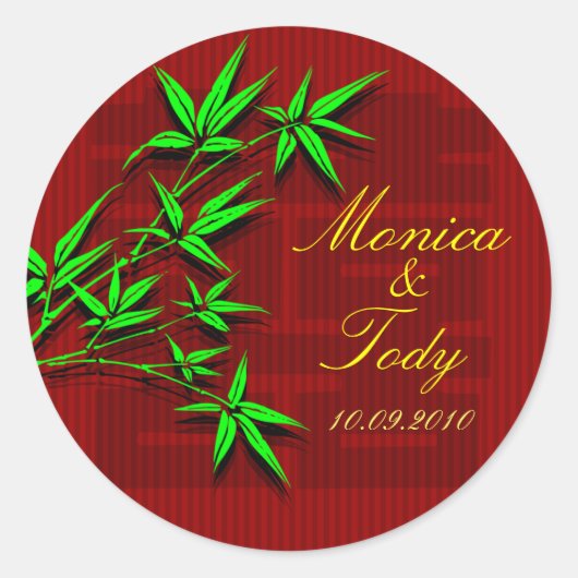 Sla de datum Chinese bamboe bruiloft sticker (Voorkant)