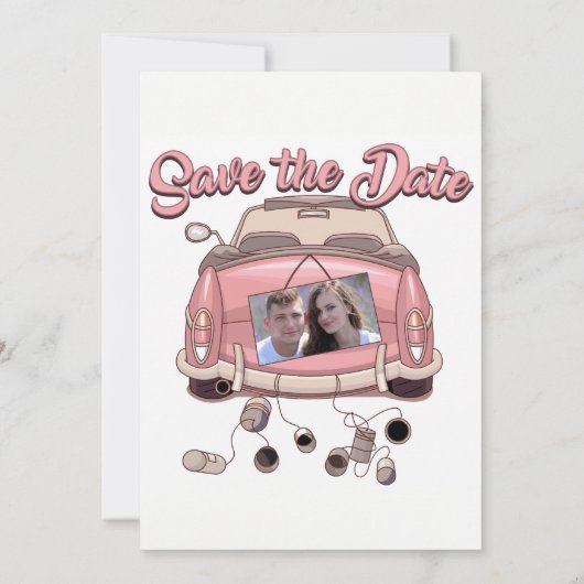 Sla de datum converteerbare auto op save the date (Achterkant)