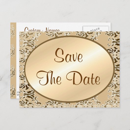 Sla de datum Damask Briefkaarten (Voorkant / Achterkant)