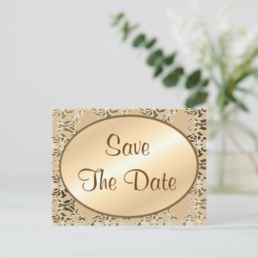 Sla de datum  Damask Briefkaarten (Staand voorkant)