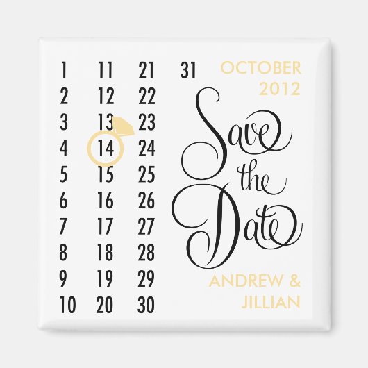 Sla de datum Diamond Calendar Grid (champagne) Magneet (Voorkant)
