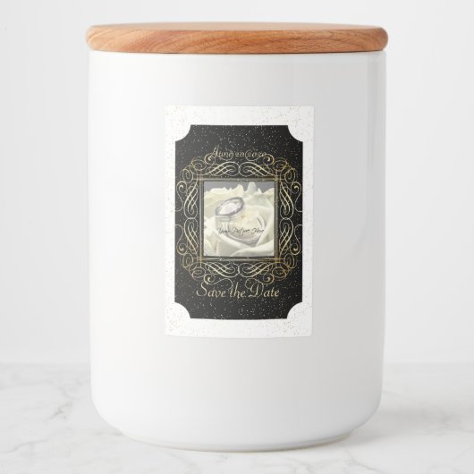 Sla de datum Elegant Gold Foil Stippen Script Tick Voedselcontainer Etiket (Voorkant)