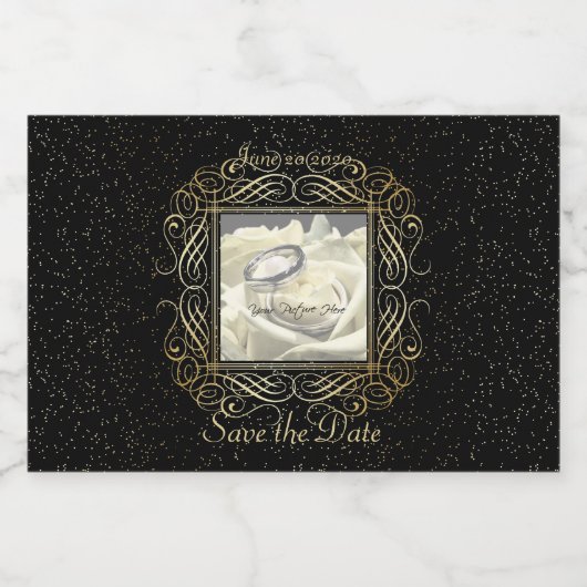 Sla de datum Elegant Gold Foil Stippen Script Voedselcontainer Etiket (Enkel label)