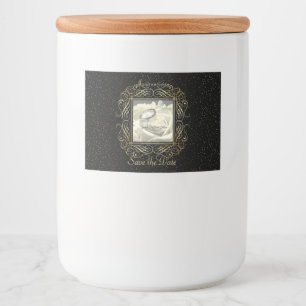 Sla de datum Elegant Gold Foil Stippen Script Voedselcontainer Etiket