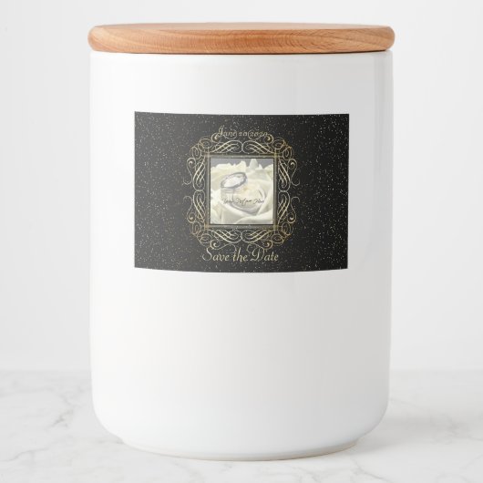 Sla de datum Elegant Gold Foil Stippen Script Voedselcontainer Etiket (Voorkant)