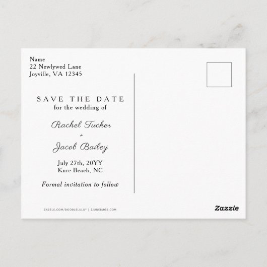 Sla de datum Elegant Overlay Banner Foto bruiloft  Briefkaart (Achterkant)