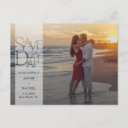 Sla de datum Elegant Overlay Banner Foto bruiloft  Briefkaart (Voorkant)