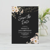 Sla de Datum Elegante Bloemen 50ste Verjaardag op Save The Date (Staand voorkant)