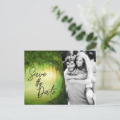 Sla de datum Enchanted Forest Verloving foto op Briefkaart (Staand voorkant)