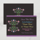 Sla de datum Fiesta Mexicaanse Bloemen bruiloft ui Save The Date (Voorkant / Achterkant)