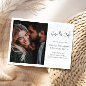 Sla de datum Foto Bruiloft Blauw Bloemen Save The Date