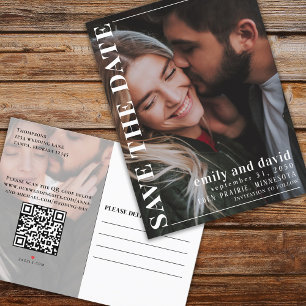 Sla de datum Foto QR Code Minimalist Modern op Aankondigingskaart