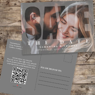 Sla de Datum Foto QR Code Moderne Typografie Aankondigingskaart