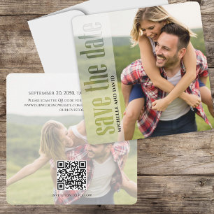 Sla de Datum Foto QR Code Moderne Typografie Save The Date