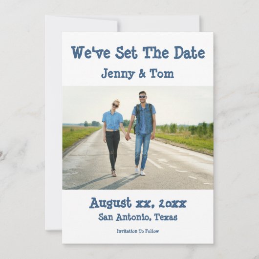 Sla de datum foto trouwaankondiging Casual op Save The Date (Voorkant)