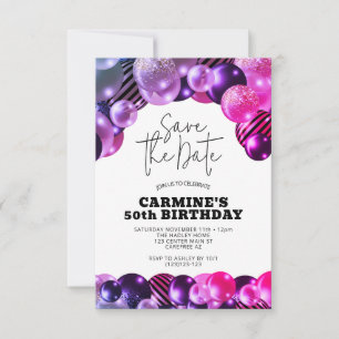Sla de Datum Fuchsia 50e Verjaardagsfeestje op Kaart
