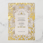 Sla de datum gedempte witte Pimpernel  Morris op Folie Uitnodiging (Voorkant)