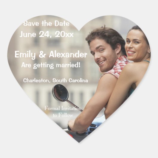 Sla de datum gepersonaliseerde trouwfoto Sticker (Voorkant)