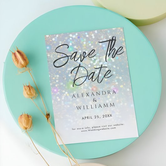 Sla de datum Glam Holografische Glitter Modern op