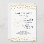 SLA DE DATUM Gouden Glitter Confetti Script Bruilo Kaart (Voorkant)