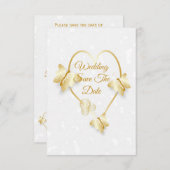 Sla de datum goudkleurige hartvlinders op kaart (Voorkant / Achterkant)