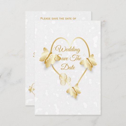 Sla de datum goudkleurige hartvlinders op kaart (Voorkant / Achterkant)