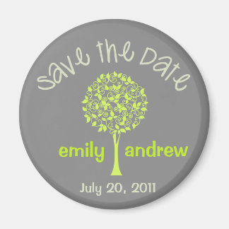 Sla de datum Green/Grey Tree Magnet op Magneet