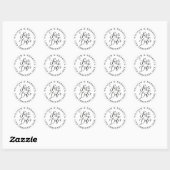 Sla de Datum Hand Script Heart Circular op Ronde Sticker (Vel)