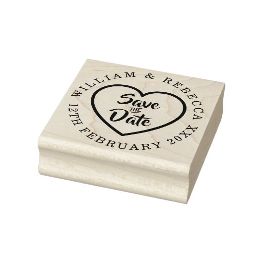 Sla de Datum Hand Script Heart Circular op Rubberstempel (Stempel)