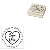 Sla de Datum Hand Script Heart Circular op Rubberstempel (Gestempeld)
