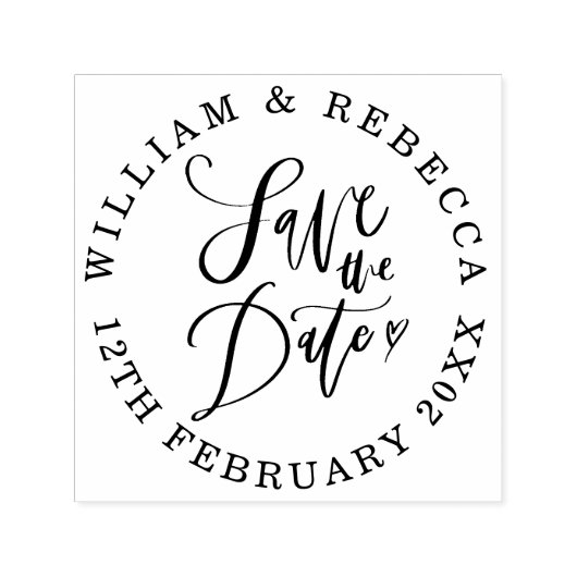 Sla de Datum Hand Script Heart Circular op Zelfinktende Stempel (Design)