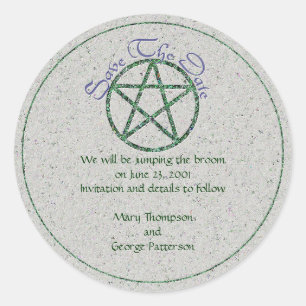 Sla de datum-handfasting-sticker op ronde sticker