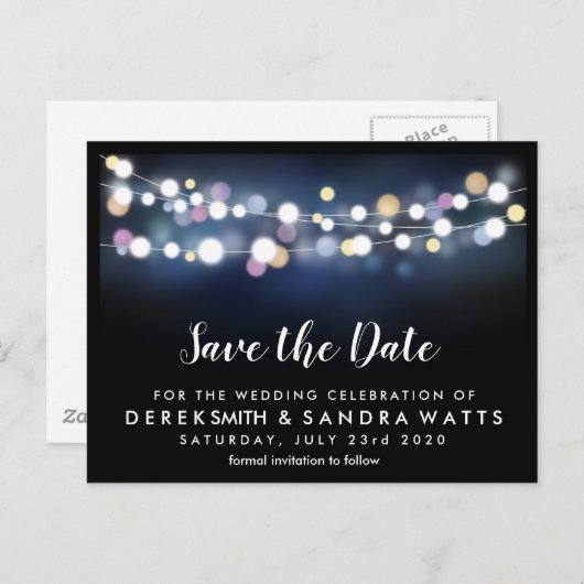 Sla de datum heldere lichten op aankondigingskaart (Voorkant / Achterkant)