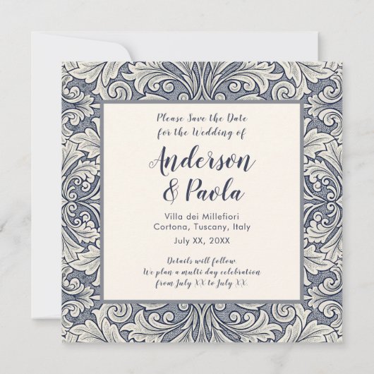 Sla de datum herinnering Elegant Italiaanse stijl (Achterkant)