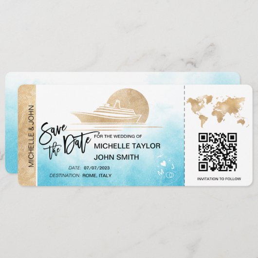 Sla de datum instapkaart Cruiseschip QRCode op Kaart (Voorkant / Achterkant)