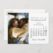 Sla de datum Kalender Eenvoudig Hart Maart 2024 Briefkaart (Voorkant / Achterkant)