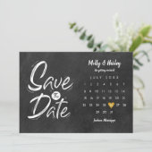 Sla de datum kalender gouden hart krijtbord save the date (Staand voorkant)