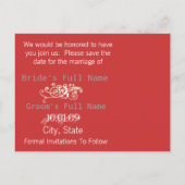 Sla de datum koraal en grijs met uw foto aankondigingskaart (Achterkant)