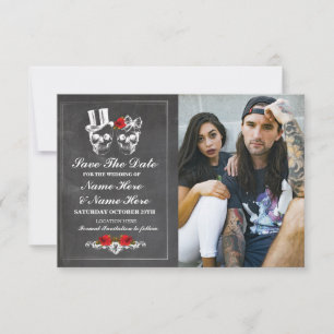 Sla de datum krijt schedels fotokaart Gothic Save The Date