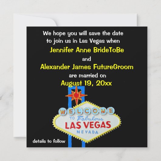 Sla de datum Las Vegas Bruiloften Save The Date (Achterkant)